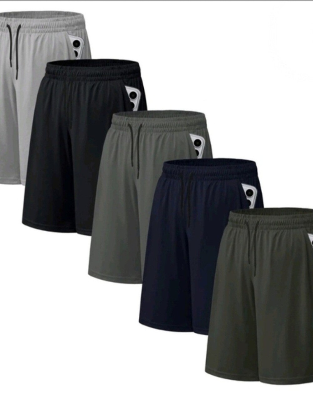 NWT Asudesire Gray Hues Athletic Drawstring Basketball Shorts - Pack of 5 Large